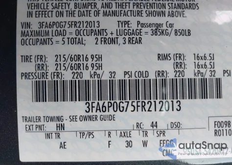 2015 Ford Fusion S from USA, damaged, VIN 3FA6P0G75FR212013